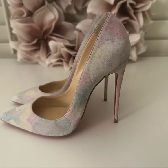 Christian Louboutin So Kate 120 Aquarelle Watercolor White Suede,Multi-color - Picture 2 of 15